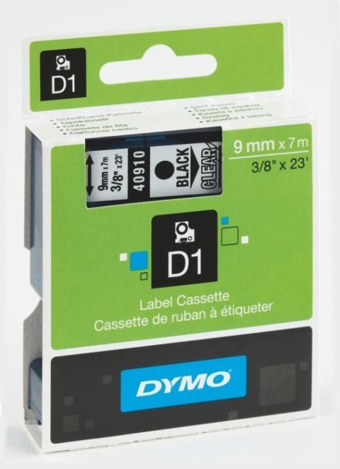 Taśma DYMO D1 - 9 mm x 7 m, czarny / przezroczysty S0720670 do drukarek etykiet Dymo Taśma DYMO D1 - 9 mm x 7 m, czarny / przezroczysty S0720670 do drukarek etykiet Dymo