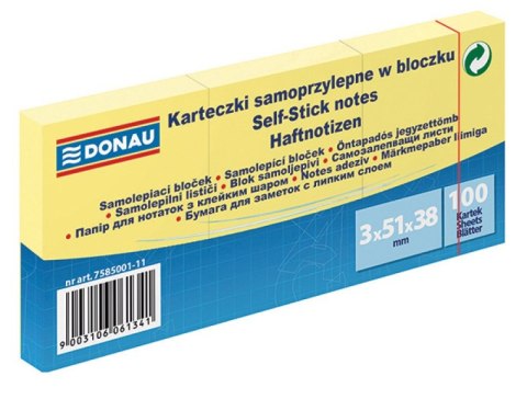 Bloczek samoprzylepne 3szt x 100 karteczek jasnożółte 51*38 7585001/1 DONAU Donau Bloczek samoprzylepne 3szt x 100 karteczek jasnożółte 51*38 7585001/1 DONAU Donau