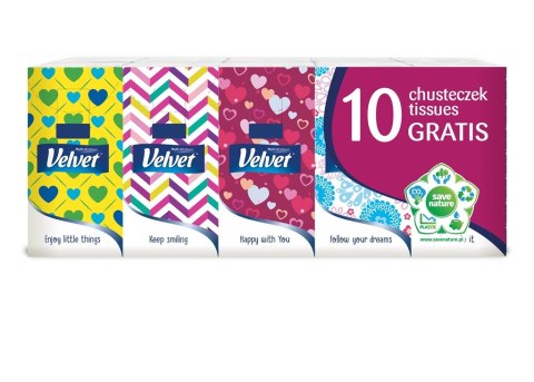 Chusteczki higieniczne VELVET (10) oryginal 4-warstwy białe Velvet Chusteczki higieniczne VELVET (10) oryginal 4-warstwy białe Velvet