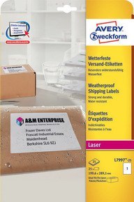 Etykieta L7997-25 ZF wodoodporne do drukarek laserowych Avery Zweckform Etykieta L7997-25 ZF wodoodporne do drukarek laserowych Avery Zweckform