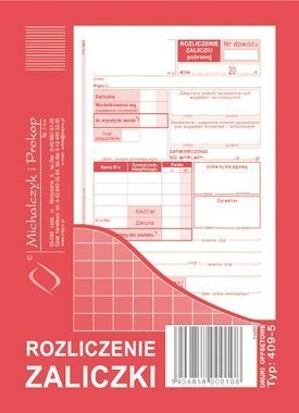 409-5 Rozliczenie zaliczki MICHALCZYK&PROKOP A6 40 kartek Michalczyk i Prokop 409-5 Rozliczenie zaliczki MICHALCZYK&PROKOP A6 40 kartek Michalczyk i Prokop