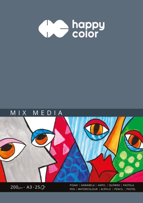 Blok MIX MEDIA, ART, A3, 25 ark, 200g, Happy Color HA 3720 3040-A25 Happy Color Blok MIX MEDIA, ART, A3, 25 ark, 200g, Happy Color HA 3720 3040-A25 Happy Color