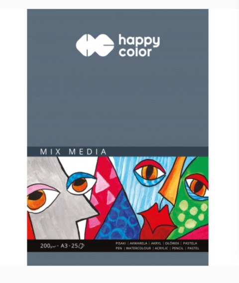Blok MIX MEDIA, ART, A3, 25 ark, 200g, Happy Color HA 3720 3040-A25 Happy Color Blok MIX MEDIA, ART, A3, 25 ark, 200g, Happy Color HA 3720 3040-A25 Happy Color