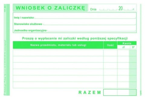 408-5 Wniosek o zaliczkę MICHALCZYK&PROKOP A6 40 kartek Michalczyk i Prokop 408-5 Wniosek o zaliczkę MICHALCZYK&PROKOP A6 40 kartek Michalczyk i Prokop