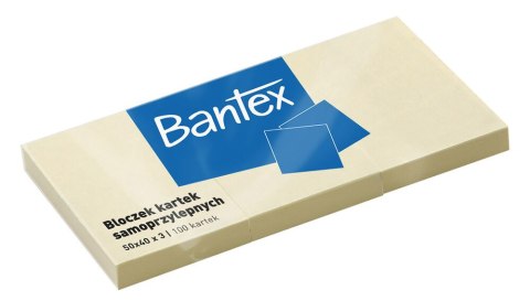 Bloczek samoprzylepne 50x40mm x 3, 100 kartek, żółty BANTEX 400086386 Bantex Bloczek samoprzylepne 50x40mm x 3, 100 kartek, żółty BANTEX 400086386 Bantex