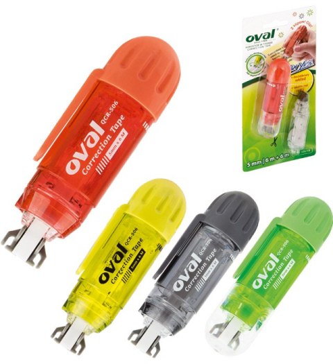Korektor w taśmie OVAL QCR-506 + wkład, biały, 5 mm x 6 m 160-2180 (X) Oval Korektor w taśmie OVAL QCR-506 + wkład, biały, 5 mm x 6 m 160-2180 (X) Oval