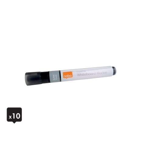 Markery Liquid Ink, czarne, 10 szt 1915377 Nobo