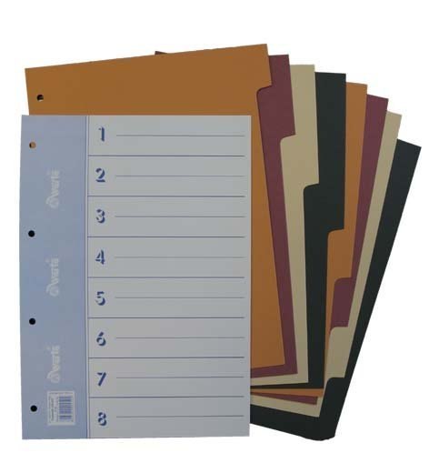 Przekładka do segregatora A4, karton barwiony, 8części WARTA 990-008* Warta Przekładka do segregatora A4, karton barwiony, 8części WARTA 990-008* Warta