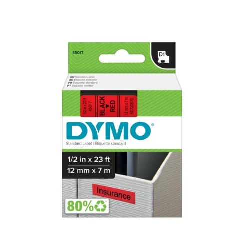 Taśma DYMO D1 - 12 mm x 7 m, czarny / czerwony S0720570 do drukarek etykiet Dymo