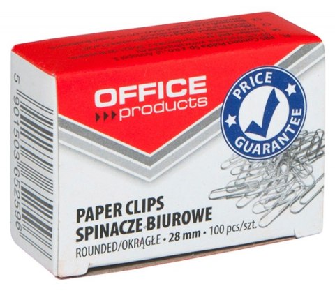 Spinacze okrągłe , 28mm, 100szt., srebrne, typu OFFICE PRODUCTS 18082815-19 Office Products