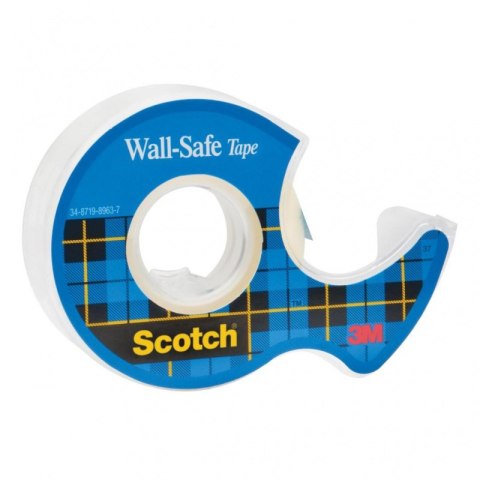 Taśma klejąca SCOTCH_ Wall-Safe, bezpieczna dla ścian, na podajniku, 19mm, 16,5m, transparentna Scotch 3M Taśma klejąca SCOTCH_ Wall-Safe, bezpieczna dla ścian, na podajniku, 19mm, 16,5m, transparentna Scotch 3M