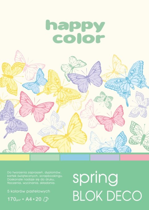 Blok Deco Spring A4, 170g, 20 ark, 5 kol., Happy Color HA 3817 2030-110 Happy Color Blok Deco Spring A4, 170g, 20 ark, 5 kol., Happy Color HA 3817 2030-110 Happy Color