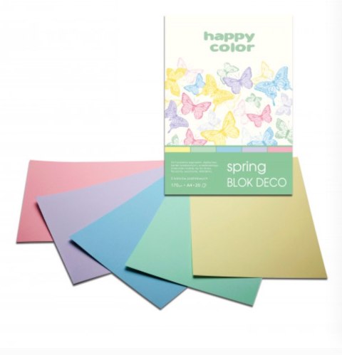 Blok Deco Spring A4, 170g, 20 ark, 5 kol., Happy Color HA 3817 2030-110 Happy Color Blok Deco Spring A4, 170g, 20 ark, 5 kol., Happy Color HA 3817 2030-110 Happy Color