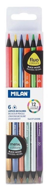 Kredki trójkątne BICOLOR fluo + metalizowane 12 kolorów MILAN 07123306 Milan Kredki trójkątne BICOLOR fluo + metalizowane 12 kolorów MILAN 07123306 Milan