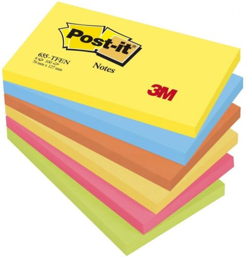 Bloczek samoprzylepny POST-IT_ (655-TFEN), 127x76mm, 6x100 kart., paleta energetyczna Post-It 3M