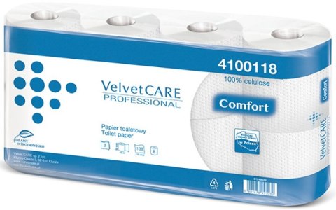 Papier toaletowy celuloza, 2 warstwy, biały, 15m - 138 listków (8szt) VELVET PROFESSIONAL Comfort 4100118/4100119 Velvet Papier toaletowy celuloza, 2 warstwy, biały, 15m - 138 listków (8szt) VELVET PROFESSIONAL Comfort 4100118/4100119 Velvet
