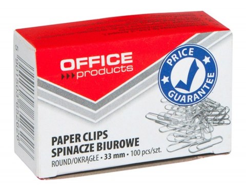 Spinacze okrągłe , 33mm, 100szt., srebrne, typu OFFICE PRODUCTS 18083315-19 Office Products Spinacze okrągłe , 33mm, 100szt., srebrne, typu OFFICE PRODUCTS 18083315-19 Office Products