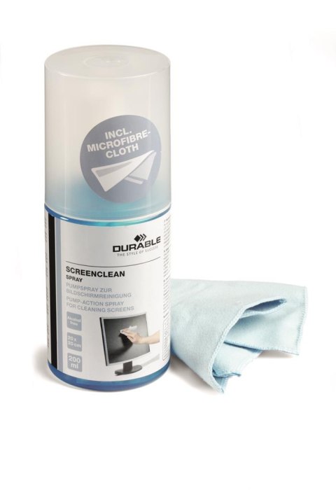 Zestaw do czyszczenia ekranów DURABLE (582300) płyn 200ml+ścierka fluid Durable Zestaw do czyszczenia ekranów DURABLE (582300) płyn 200ml+ścierka fluid Durable