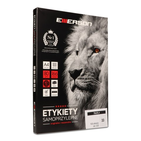 Etykiety A4 70x25,4mm (100) białe 033 EMERSON eta4070x254w Emerson Etykiety A4 70x25,4mm (100) białe 033 EMERSON eta4070x254w Emerson