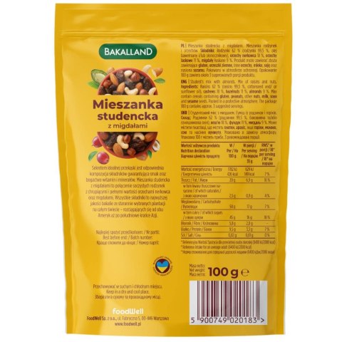Mieszanka Studencka z migdałami 100g BAKALLAND Bakalland Mieszanka Studencka z migdałami 100g BAKALLAND Bakalland