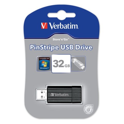 Pamięć Pendrive VERBATIM 32GB USB 2.0 czarny PINSTRIPE 49064 Verbatim Pamięć Pendrive VERBATIM 32GB USB 2.0 czarny PINSTRIPE 49064 Verbatim