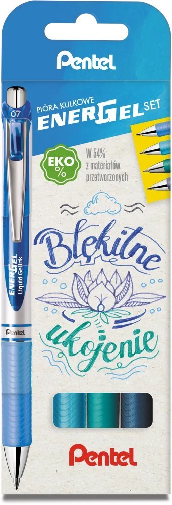 Pióro kulkowe ENERGEL 0,7 mm, kpl.4 kolory BŁĘKITNE UKOJENIE BL77-ST4CACSSPL PENTEL Pentel Pióro kulkowe ENERGEL 0,7 mm, kpl.4 kolory BŁĘKITNE UKOJENIE BL77-ST4CACSSPL PENTEL Pentel