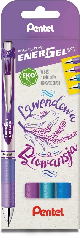 Pióro kulkowe ENERGEL 0,7 mm, kpl.4 kolory LAWENDOWA PROWANSJA BL77-ST4CSVVPL PENTEL Pentel Pióro kulkowe ENERGEL 0,7 mm, kpl.4 kolory LAWENDOWA PROWANSJA BL77-ST4CSVVPL PENTEL Pentel