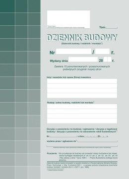 603-S11 Dziennik Budowy A4, 20str. (10 kompletów oryginał+kopia) samokopia Michalczyk i Prokop Michalczyk i Prokop
