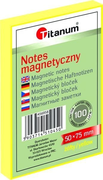 Notes elektrostatyczny 50x75mm 100k mix kolorów 456958 TITANUM bloczek Titanum Notes elektrostatyczny 50x75mm 100k mix kolorów 456958 TITANUM bloczek Titanum