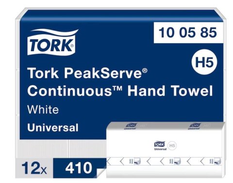 Ręcznik ZZ PeakServe składany H5 TORK, 1 warstwa, biały, celuloza, 4920 szt./kart ., 100585 Extra Premium Tork Ręcznik ZZ PeakServe składany H5 TORK, 1 warstwa, biały, celuloza, 4920 szt./kart ., 100585 Extra Premium Tork