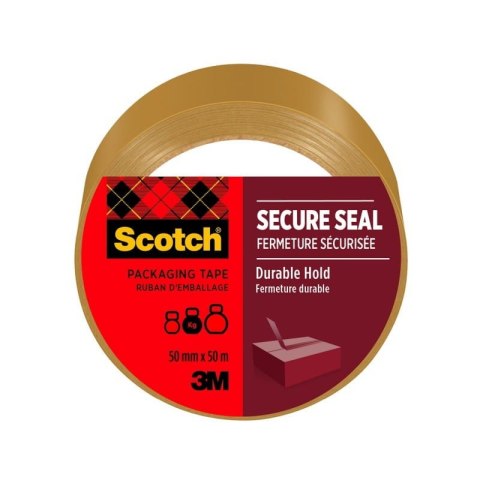 Scotch_ Secure Seal, taśma pakowa, brązowa, 50 mm x 50 m, 1 rolka/opakowanie BARDZO MOCNA, kauczukowa 7100300848 Post-It 3M