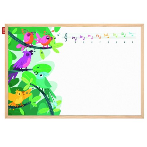 Tablica edukacyjna MemoBe, WHITEBOARDGAME: Music adventure!, nadruk WESOŁE NUTKI Z PTASZKAMI, rama drewniana, PL, 200x100 cm MTM MemoBe Tablica edukacyjna MemoBe, WHITEBOARDGAME: Music adventure!, nadruk WESOŁE NUTKI Z PTASZKAMI, rama drewniana, PL, 200x100 cm MTM MemoBe