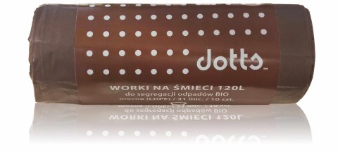 Worki na śmieci 120l 10szt., DOTTS, do segregacji odpadów BIO, NADRUK, mocne (LDPE), 31mic., brązowe Dotts Worki na śmieci 120l 10szt., DOTTS, do segregacji odpadów BIO, NADRUK, mocne (LDPE), 31mic., brązowe Dotts
