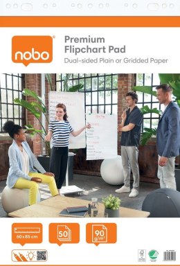 Blok Nobo Premium do flipcharta w rolce, 60x85cm, 50 kartek 90g.(gładkie/w kratkę) Kensington