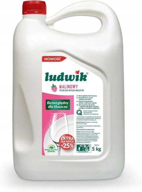 LUDWIK Płyn do naczyń 5l malinowy 30853 Ludwik LUDWIK Płyn do naczyń 5l malinowy 30853 Ludwik