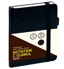 Notatnik z gumką A6 czarny kratka 150-1399 GRAND Grand