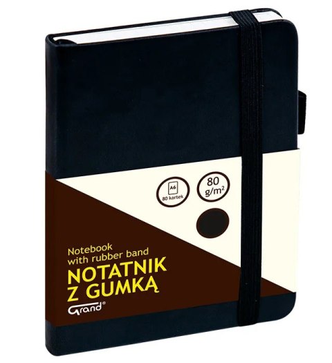 Notatnik z gumką A6 czarny kratka 150-1399 GRAND Grand Notatnik z gumką A6 czarny kratka 150-1399 GRAND Grand