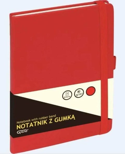 Notatnik z gumką A6 czerwony kratka 150-1401 GRAND Grand Notatnik z gumką A6 czerwony kratka 150-1401 GRAND Grand