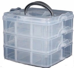 Organizer pojemnik 18 przegródek 3 warstwy 15x15x12,5cm P2007623 na śrubki / koraliki Noname