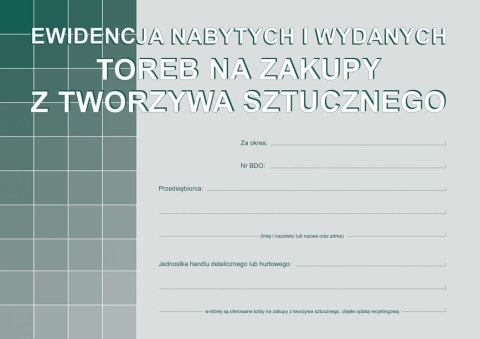 S-200-3 Ewidencja nabytych i wydanych toreb na zakupy z tworzyw sztucznych A5 MICHALCZYK I PROKOP Michalczyk i Prokop S-200-3 Ewidencja nabytych i wydanych toreb na zakupy z tworzyw sztucznych A5 MICHALCZYK I PROKOP Michalczyk i Prokop