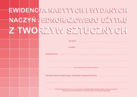 S-210-3 Ewidencja nabytych i wydanych naczyń jednorazowego użytku z tworzyw sztucznych A5 MICHALCZYK I PROKOP Michalczyk i Prokop S-210-3 Ewidencja nabytych i wydanych naczyń jednorazowego użytku z tworzyw sztucznych A5 MICHALCZYK I PROKOP Michalczyk i Prokop
