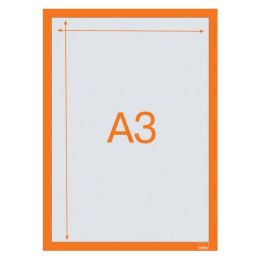 Samoprzylepna, magnetyczna ramka Nobo na plakat (2 szt.), A3, pomarańczowa Kensington