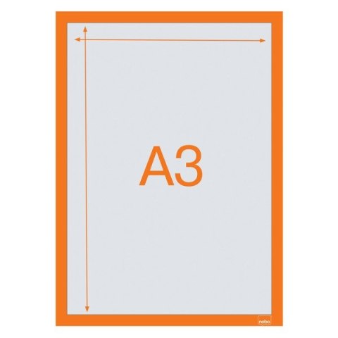 Samoprzylepna, magnetyczna ramka Nobo na plakat (2 szt.), A3, pomarańczowa Kensington