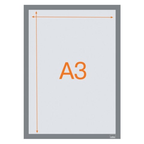 Samoprzylepna, magnetyczna ramka Nobo na plakat (2 szt.), A3, srebrna Kensington