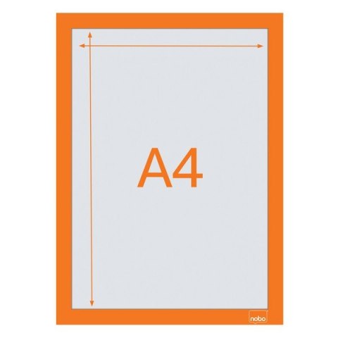 Samoprzylepna, magnetyczna ramka Nobo na plakat (2 szt.), A4, pomarańczowa Kensington