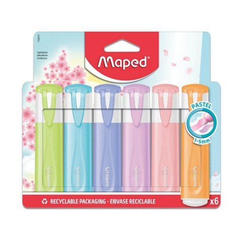 Zakreślacz Classic New Pastel mix kolorów 6 szt kartonowe etui 742511 Maped Maped Zakreślacz Classic New Pastel mix kolorów 6 szt kartonowe etui 742511 Maped Maped