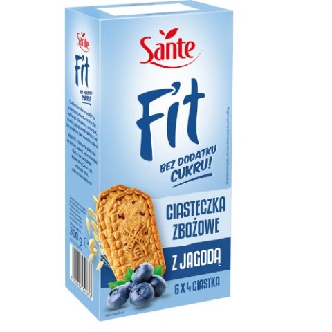 Ciasteczka zbożowe z jagodą Fit bez cukru (6x4szt.) 300g SANTE Sante