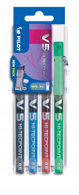 Cienkopis kulkowy V5 Hi-tecpoint set (4sz.) mix kolor 0,5mm PIBX-V5X4 BLRG Pilot
