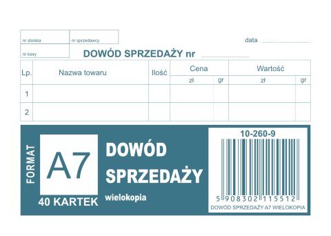 260-9 Dowód sprzedaży MICHALCZYK&PROKOP A7 80 kartek Michalczyk i Prokop 260-9 Dowód sprzedaży MICHALCZYK&PROKOP A7 80 kartek Michalczyk i Prokop