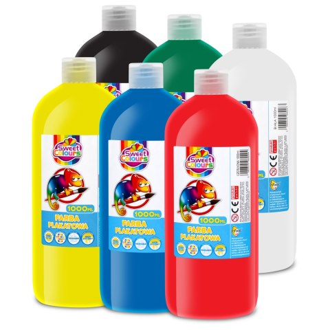 Zestaw 6 farb plakatowych w butelkach 1000ml mix Sweet Colours 60560 OTOCKI Otocki